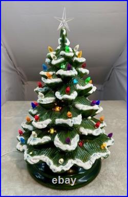 Vintage Ceramic Snow Flocked Christmas Tree Large 22 Tall