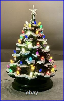 Vintage Ceramic Snow Flocked Christmas Tree Large 22 Tall