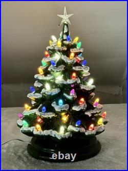 Vintage Ceramic Snow Flocked Christmas Tree Large 22 Tall Vintage Ceramic Snow Flocked Christmas Tree Large 22 Tall