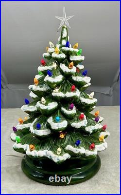 Vintage Ceramic Snow Flocked Christmas Tree Large 22 Tall