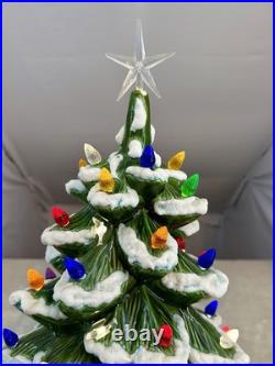 Vintage Ceramic Snow Flocked Christmas Tree Large 22 Tall