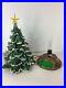 Vintage Ceramic Snow Tip Christmas Tree With Musical Base 18 Missing Lights