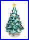 Vintage Ceramic Tabletop Christmas Tree Multi Color w Light and Base 15.25in