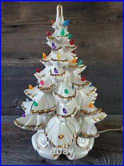 Vintage Ceramic White Gold Iridescent Christmas Tree