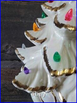 Vintage Ceramic White Gold Iridescent Christmas Tree