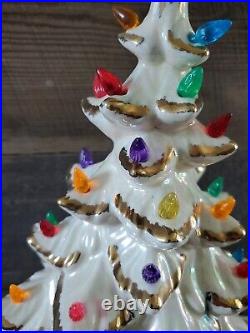 Vintage Ceramic White Gold Iridescent Christmas Tree