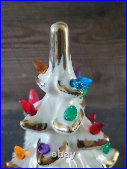 Vintage Ceramic White Gold Iridescent Christmas Tree