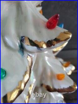 Vintage Ceramic White Gold Iridescent Christmas Tree