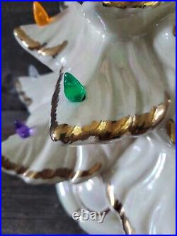 Vintage Ceramic White Gold Iridescent Christmas Tree