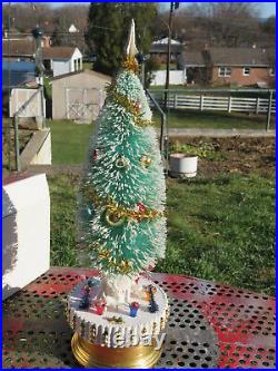 Vintage Christmas 18 Bottle Brush Tree Flocked Glass Ornaments Musical in BOX
