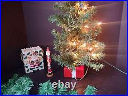 Vintage Christmas Artificial Decor Tree Garland Santa Ceramic Gift Bag lot 1228
