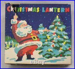 Vintage Christmas BO Glass Santa Lantern and Tree in Original Display Box Japan