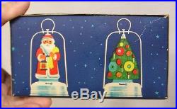 Vintage Christmas BO Glass Santa Lantern and Tree in Original Display Box Japan
