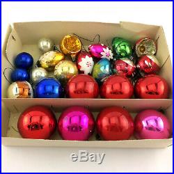 Vintage Christmas Ball Tree Ornaments 68 Lot Glass Shiny Hand Painted Decoration