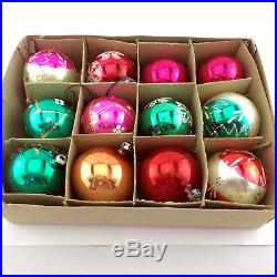 Vintage Christmas Ball Tree Ornaments 68 Lot Glass Shiny Hand Painted Decoration