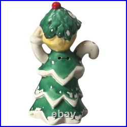Vintage Christmas Bell Tree Girl Fairy Candy Cane Holder Green Porcelain 3 Vintage Christmas Bell Tree Girl Fairy Candy Cane Holder Green Porcelain 3