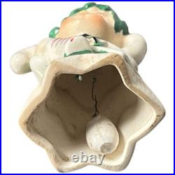 Vintage Christmas Bell Tree Girl Fairy Candy Cane Holder Green Porcelain 3