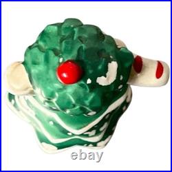 Vintage Christmas Bell Tree Girl Fairy Candy Cane Holder Green Porcelain 3