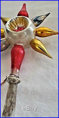 Vintage Christmas Blown Glass Feather Tree Topper with Indent