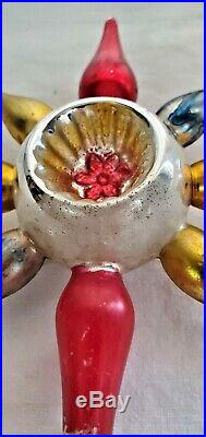 Vintage Christmas Blown Glass Feather Tree Topper with Indent
