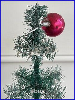 Vintage Christmas Bottle Brush Tree With Mercury Glass Ornaments-18 Tall-mid Ce