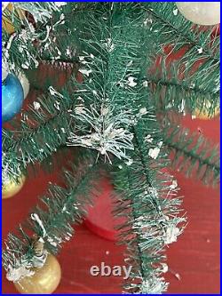 Vintage Christmas Bottle Brush Tree With Mercury Glass Ornaments-18 Tall-mid Ce