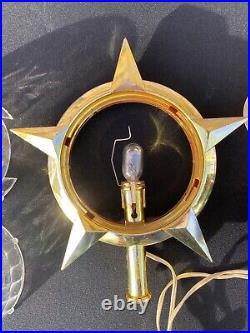 Vintage Christmas Bradford Celestial Star Light Tree Top Topper With Org. Stand