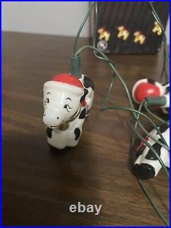 Vintage Christmas Cow Bell Tree Lights Blow Mold Retro 50's Super Rare Works