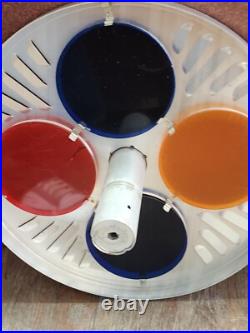 Vintage Christmas EVERGLEAM TRI-LITE REVOLVING Aluminum Tree Stand WORKING