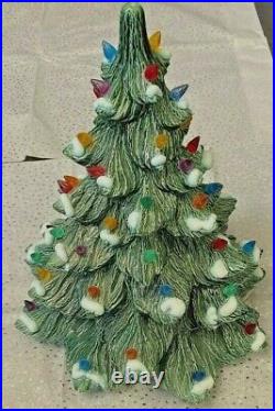 Vintage Christmas Light Up Bulb Ceramic Tree Handmade 13 TALL