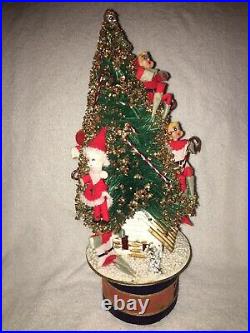 Vintage Christmas MUSICAL PIXIE Elf Bend Knee Ornament TREE Japan