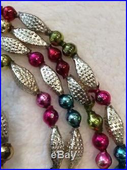 Vintage Christmas Mercury Glass Bead Garland, Feather Tree 100 Bumpy Beads