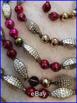 Vintage Christmas Mercury Glass Bead Garland, Feather Tree 100 Bumpy Beads