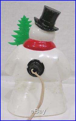 Vintage Christmas Royal Electric SNOWMAN with Tree Light 1950 Best I've Seen