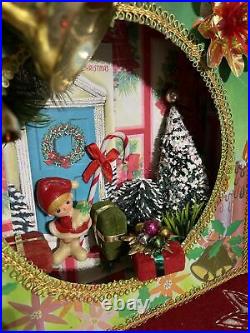 Vintage Christmas Shadowbox Diorama Tree Topper Box All Vintage OOAK