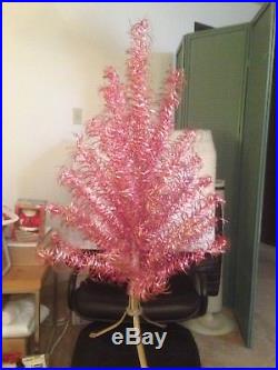 Vintage Christmas Shiny Pink Aluminum Tree 4ft x 40 Branches
