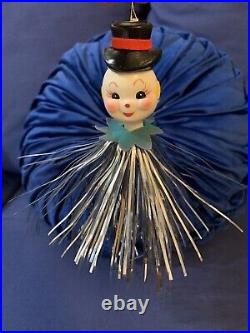 Vintage Christmas Snowman Tinsel Burst Tree Ornament Decor Japan