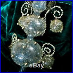 Vintage Christmas TREE TOPPER Mercury Blown Glass Gold Bead Wire Wrapped Germany