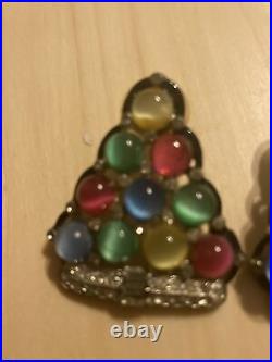 Vintage Christmas Tree 20 multicolored Jelly Belly Moonstone Earring 40's