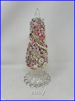 Vintage Christmas Tree Adorned with Vintage and Costume Jewelry Handmade