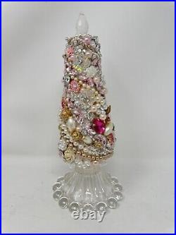 Vintage Christmas Tree Adorned with Vintage and Costume Jewelry Handmade