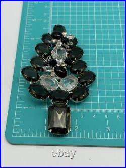 Vintage Christmas Tree Brooch Green, Black Bees Unsigned ESTATE FIND