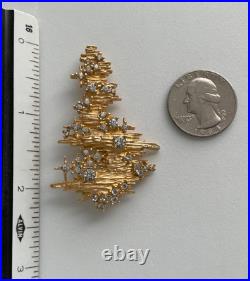 Vintage Christmas Tree Brooch Pin Erwin Pearl Gold Book Piece Signed Rare Htf
