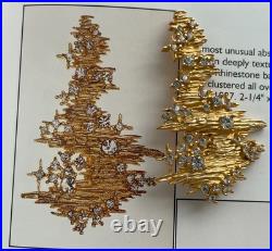 Vintage Christmas Tree Brooch Pin Erwin Pearl Gold Book Piece Signed Rare Htf