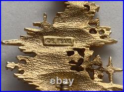Vintage Christmas Tree Brooch Pin Erwin Pearl Gold Book Piece Signed Rare Htf