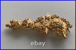 Vintage Christmas Tree Brooch Pin Erwin Pearl Gold Book Piece Signed Rare Htf