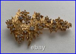 Vintage Christmas Tree Brooch Pin Erwin Pearl Gold Book Piece Signed Rare Htf