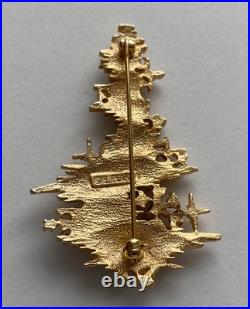 Vintage Christmas Tree Brooch Pin Erwin Pearl Gold Book Piece Signed Rare Htf