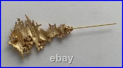 Vintage Christmas Tree Brooch Pin Erwin Pearl Gold Book Piece Signed Rare Htf