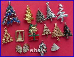 Vintage Christmas Tree Brooch Pin Lot T Book Piece Vero Lia Radko Bj Roma MCM 15